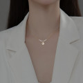A45393 s925 silver trendy simple circle vintage elegant sweet necklace