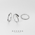 A33282 s925 sterling silver ring simple trendy rhombic black rhinestone chic fashion earrings