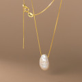 A36908 s925 sterling silver irregular pearl necklace