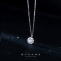 A34065 s925 sterling silver circle rhinestone necklace