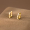 A44691 s925 sterling silver dainty simple elegant rhinestone square stud earrings