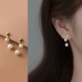 A35549 s925 sterling silver geometric rhombic short pearl earrings