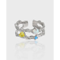 A38899 design quality opal rhinestone s925 sterling silver adjustable ring