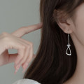 A35875 s925 sterling silver chic rhinestone simple hollowed triangle earrings
