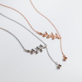 A39668 s925 sterling silver simple leaf elegant trendy necklace