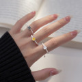 A38409 s925 sterling silver colorful smilingface pearl trendy dainty ring