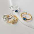 A44202 s925 sterling silver fashion bead crown artificial opal adjustable ring