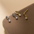 A44409 s925 sterling silver trendy sweet rhinestone stars oval stud earrings