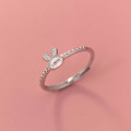 A38347 s925 sterling silver letter rabbit sweet design ring