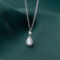 A41379 s925 sterling silver simple trendy teardrop rhinestone sparkling necklace