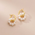 A33916 s925 sterling silver simple trendy pearl circle chic earrings