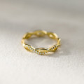 A42913 s925 sterling silver fashion simple braided bar rhinestone design ring