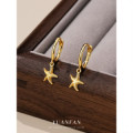 A43915 s925 sterling silver starfish hoop geometric earrings