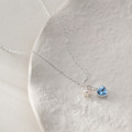 A46185 s925 silver sweet dainty rhinestone heart pearl necklace