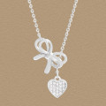 A45215 butterfly cubic zirconia heart sterling silver s925 necklace