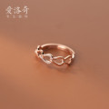 A33535 s925 sterling silver simple rhinestone hollowed teardrop adjustable ring