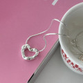 A41399 sterling silver heart initial simple necklace