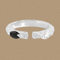 A45668 black white cubic zirconia sterling silver s925 ring