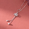 A45446 s925 silver trendy sweet dainty fringe necklace