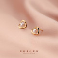 A33127 s925 sterling silver hollowed heart cute earrings