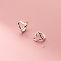 A35599 s925 sterling silver hollowed heart simple heartshape cute sweet earrings