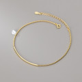 A37168 s925 sterling silver rhinestone bead anklet simple chic unique bracelet