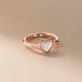 A43186 s925 sterling silver adjustable sweet elegant shell heart trendy ring