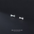 A33248 s925 sterling silver trendy sweet cute rhinestone bow chic simple earrings