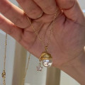 A44888 s925 silver vintage christmas stars dainty necklace
