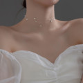 A36751 s925 sterling silver laye stars rhinestone necklace