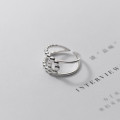 A34416 s925 sterling silver doublelayer adjustable adjustable geometri ring