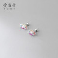 A31663 s925 sterling silver colorful rhinestone eye earrings