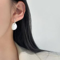 A46182 s925 silver trendy fashion sweet geometric white ear buckle
