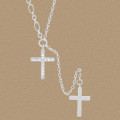 A45478 cubic zirconia cross fringe sterling silver s925 necklace