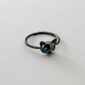 A37017 s925 sterling silver rhinestone twist adjustable ring
