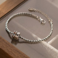 A43569 s925 sterling silver thai double initial rhinestone charm bracelet