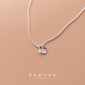 A34143 s925 sterling silver trendy leaf short necklace