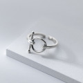 A36186 s925 sterling silver simple silver circle adjustable unique geometric ring