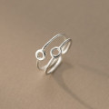 A42951 s925 sterling silver hollowed double layer circle design ring