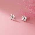 A31694 s925 sterling silver sun rhinestone simple chic cute earrings