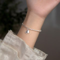 A40920 s925 sterling silver trendy heart pearl charm vintage design bracelet