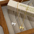 A44935 s925 silver simple sweet butterfly necklace