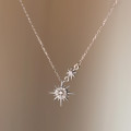 A42706 s925 sterling silver rhinestone sun necklace
