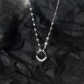 A45396 s925 silver trendy geometric rhombic rhinestone simple fashion necklace
