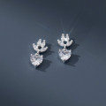 A40970 s925 sterling silver rhinestone heart leaf stud trendy elegant earrings