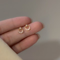 A39226 sterling silver moon stud rhinestone cake hollowed circle earrings