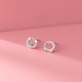 A35976 s925 sterling silver fashion rhinestone asymmetric earrings