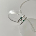 A33942 green rhinestone 925 sterling silver simple silver earrings