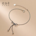 A30236 s925 sterling silver sweet silver bow tassel bracelet