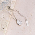 A44264 s925 silver elegant geometric oval circle simple necklace